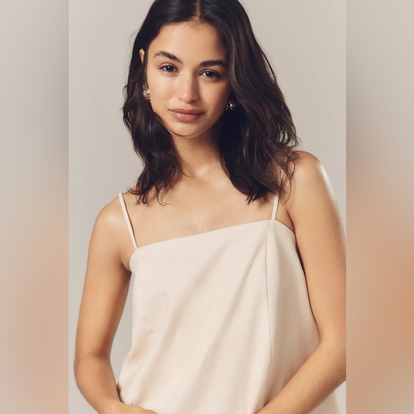 Anthropologie Mare Mare Linen Blend Square-Neck A-Line Mini Dress Beige XXS - Picture 3 of 9